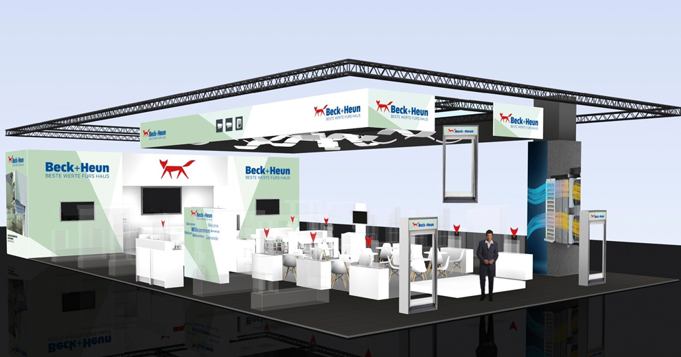 Vor dem Hintergrund des überaus positiven Gesamteindrucks aus den letzten Jahren ist es für Beck+Heun selbstverständlich, auch in 2021 bei der kommenden Weltleitmesse für Architektur, Materialien und Systeme in München mit dabei zu sein.|Foto/3D-Visual: Beck+Heun